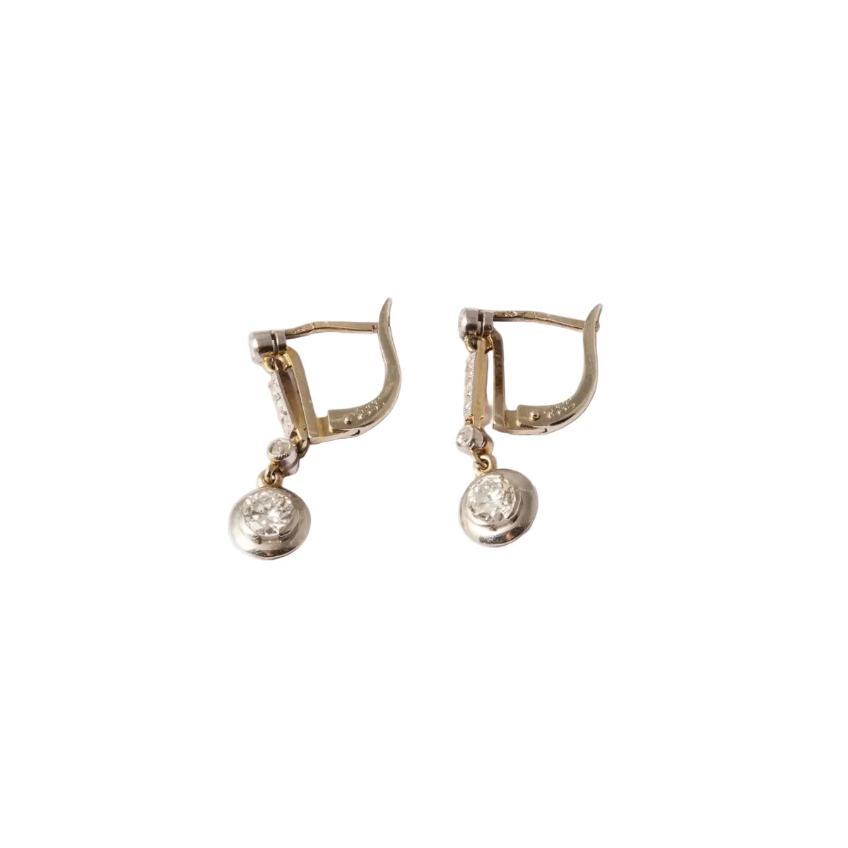 Boucles d'oreilles Dormeuses en platine, or blanc et diamant