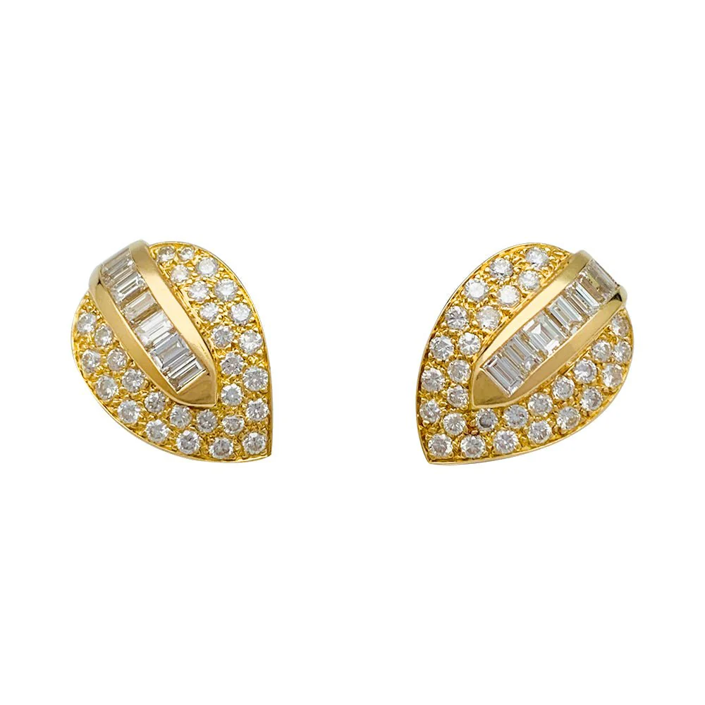 Boucles d'oreilles "Feuilles" en or jaune et diamants - Image 5