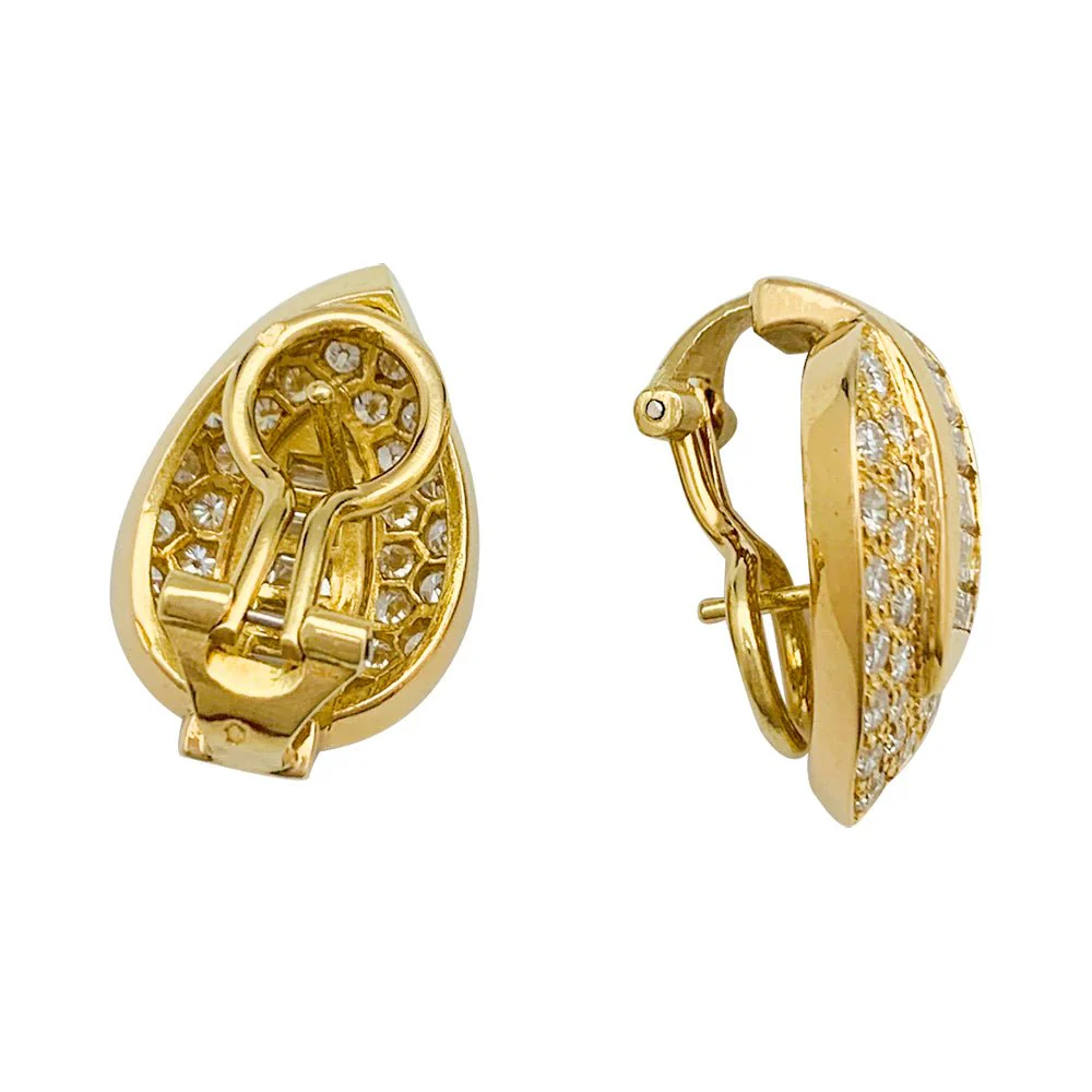 Boucles d'oreilles "Feuilles" en or jaune et diamants - Image 6