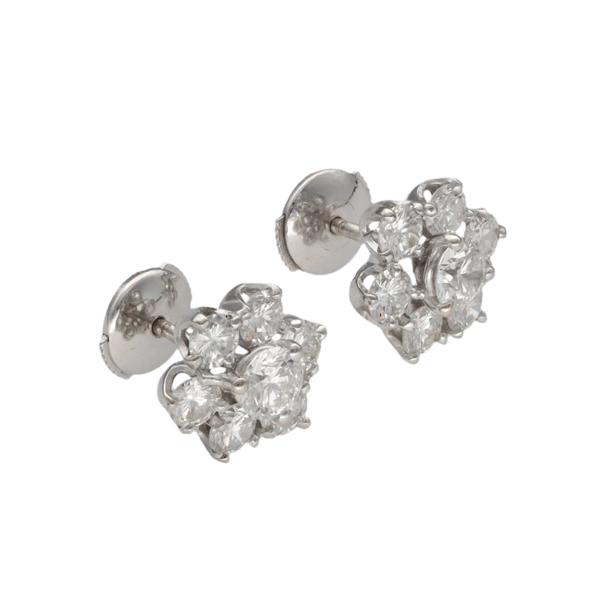 Boucles d'oreilles Puces en or blanc et diamants - Image 3