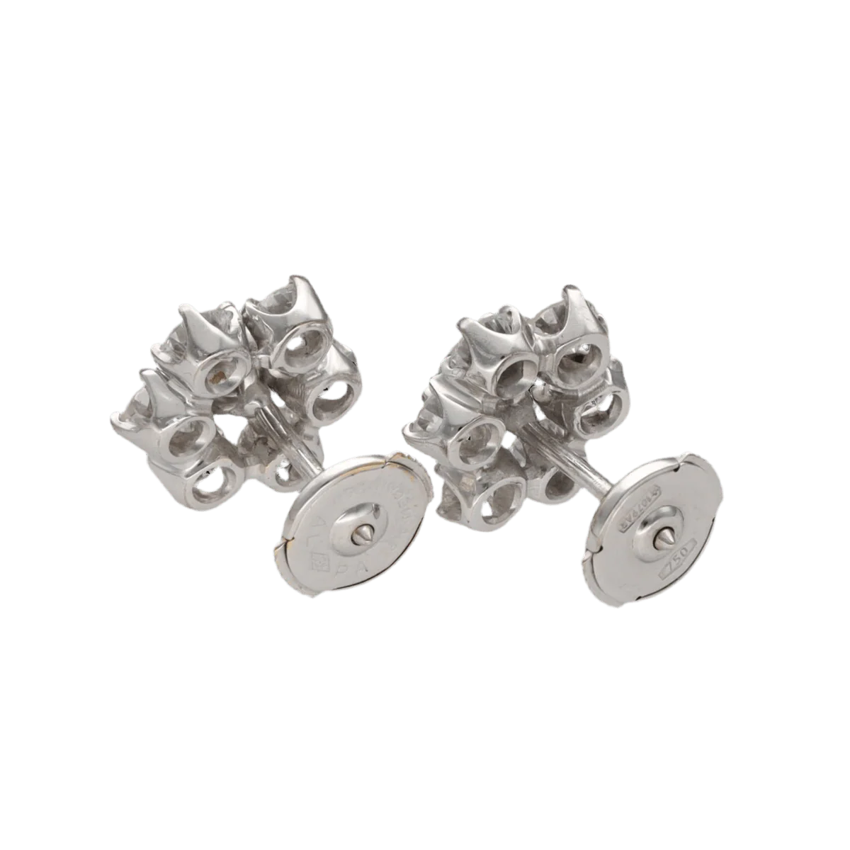 Boucles d'oreilles Puces en or blanc et diamants - Image 4