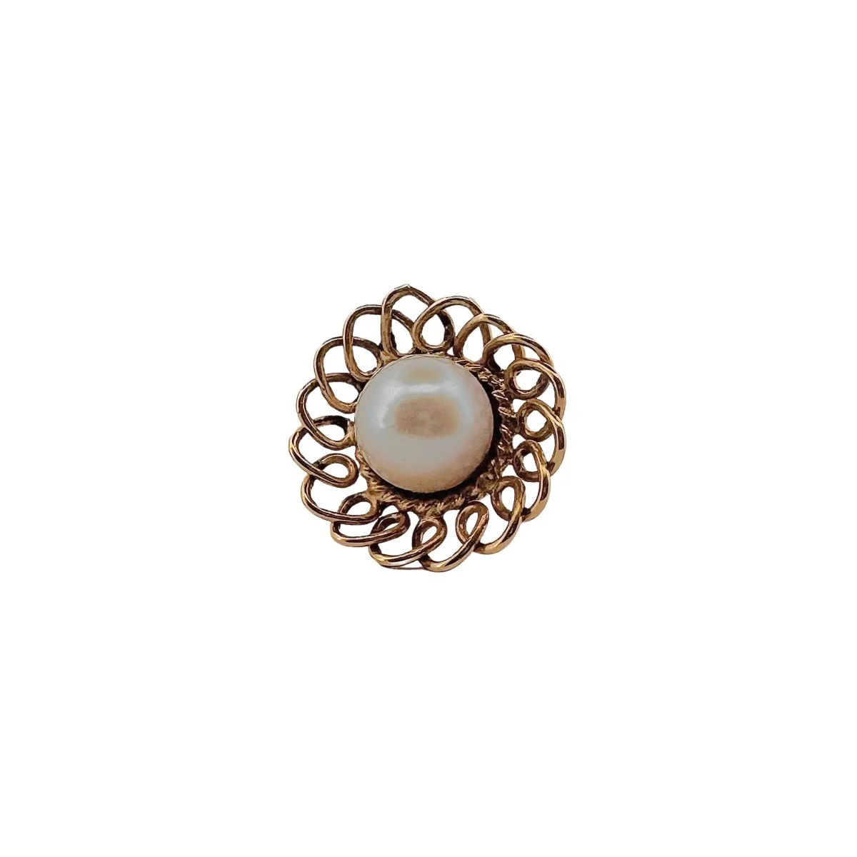 Boucles d'oreilles Fleur en or jaune et perles - Image 4