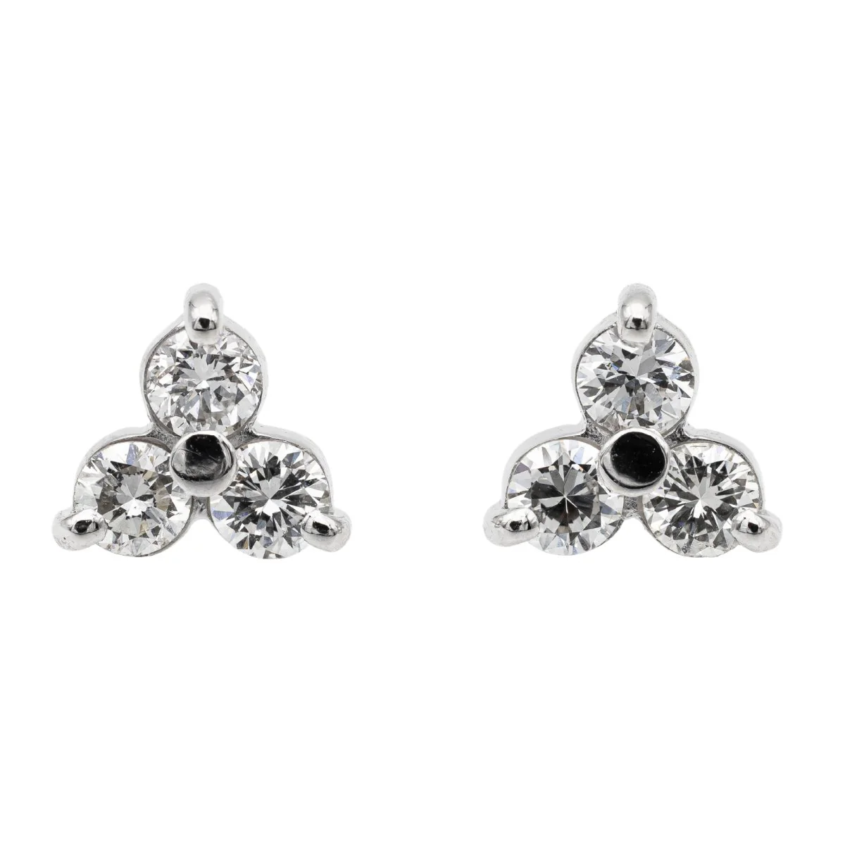 Boucles d'oreilles Fleur Or blanc Diamant - Image 3