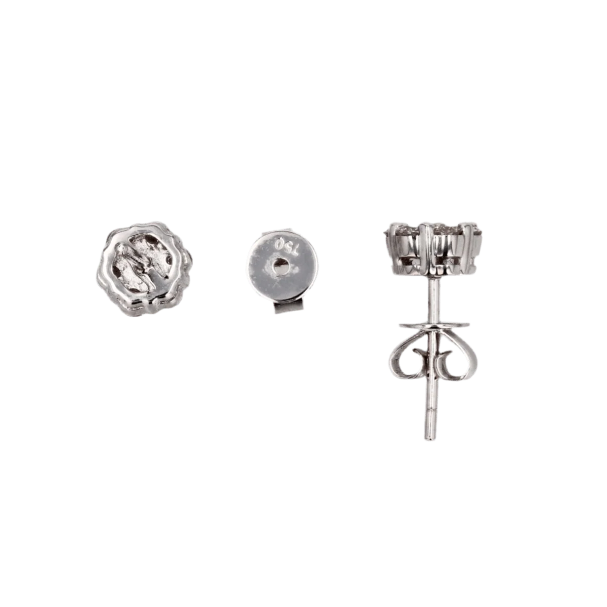 Boucles d'oreilles Puces en en or blanc et diamants - Image 4