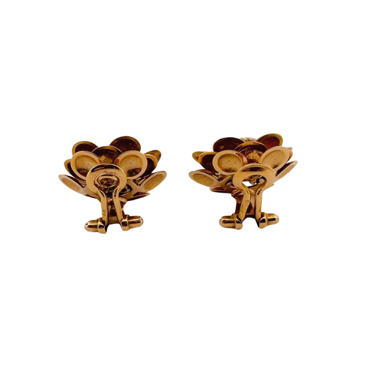 Boucles d'oreilles "fleurs" or jaune et diamants - Image 2