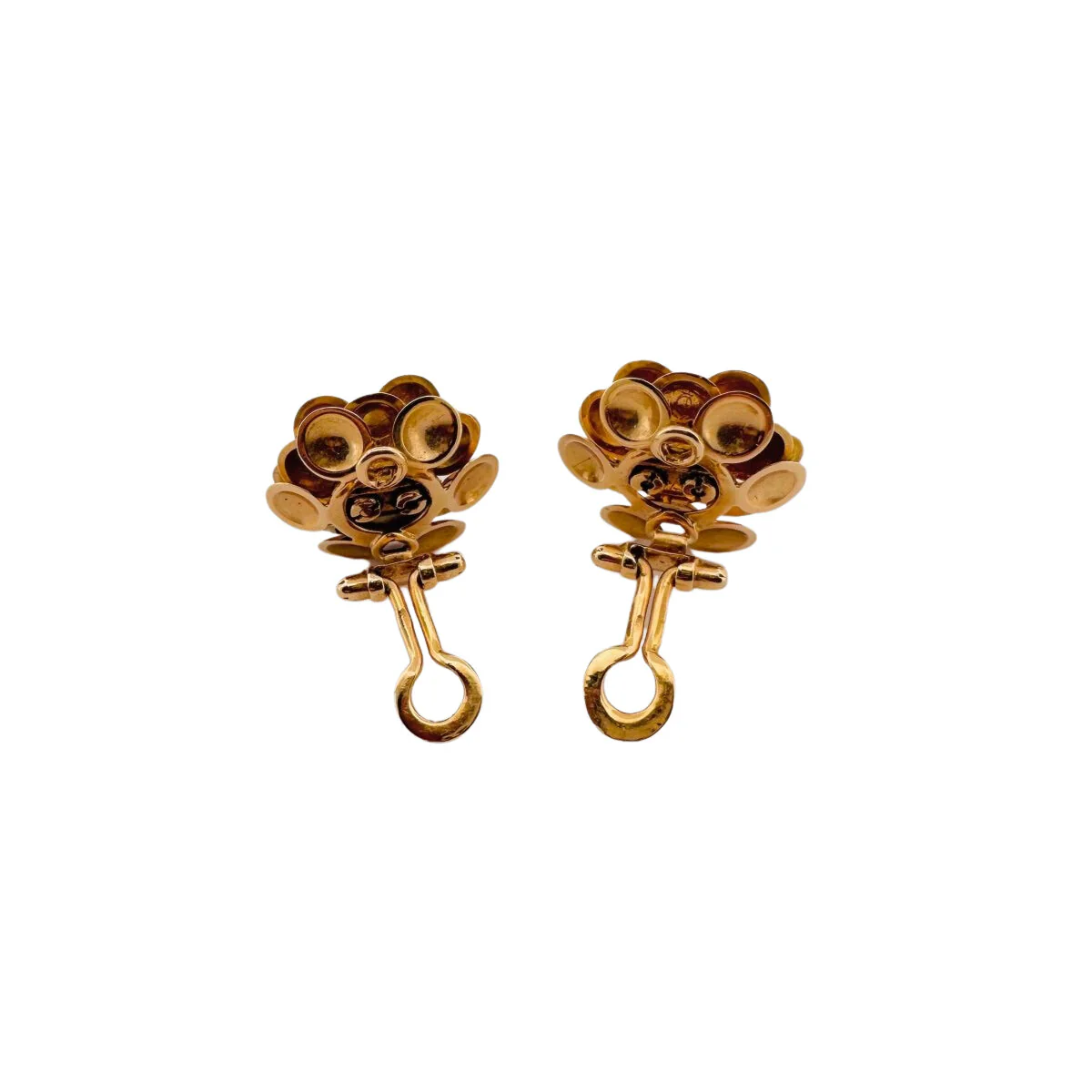 Boucles d'oreilles "fleurs" or jaune et diamants - Image 3
