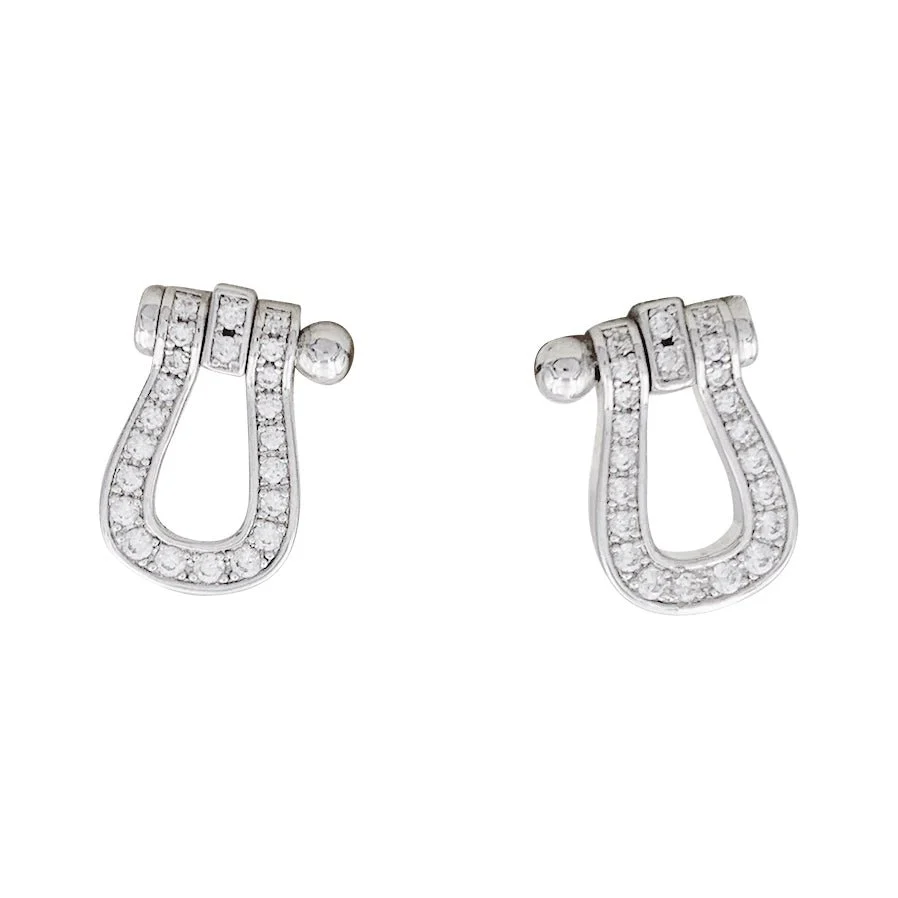 Boucles d'oreilles FRED, "Force 10", or blanc et diamants
