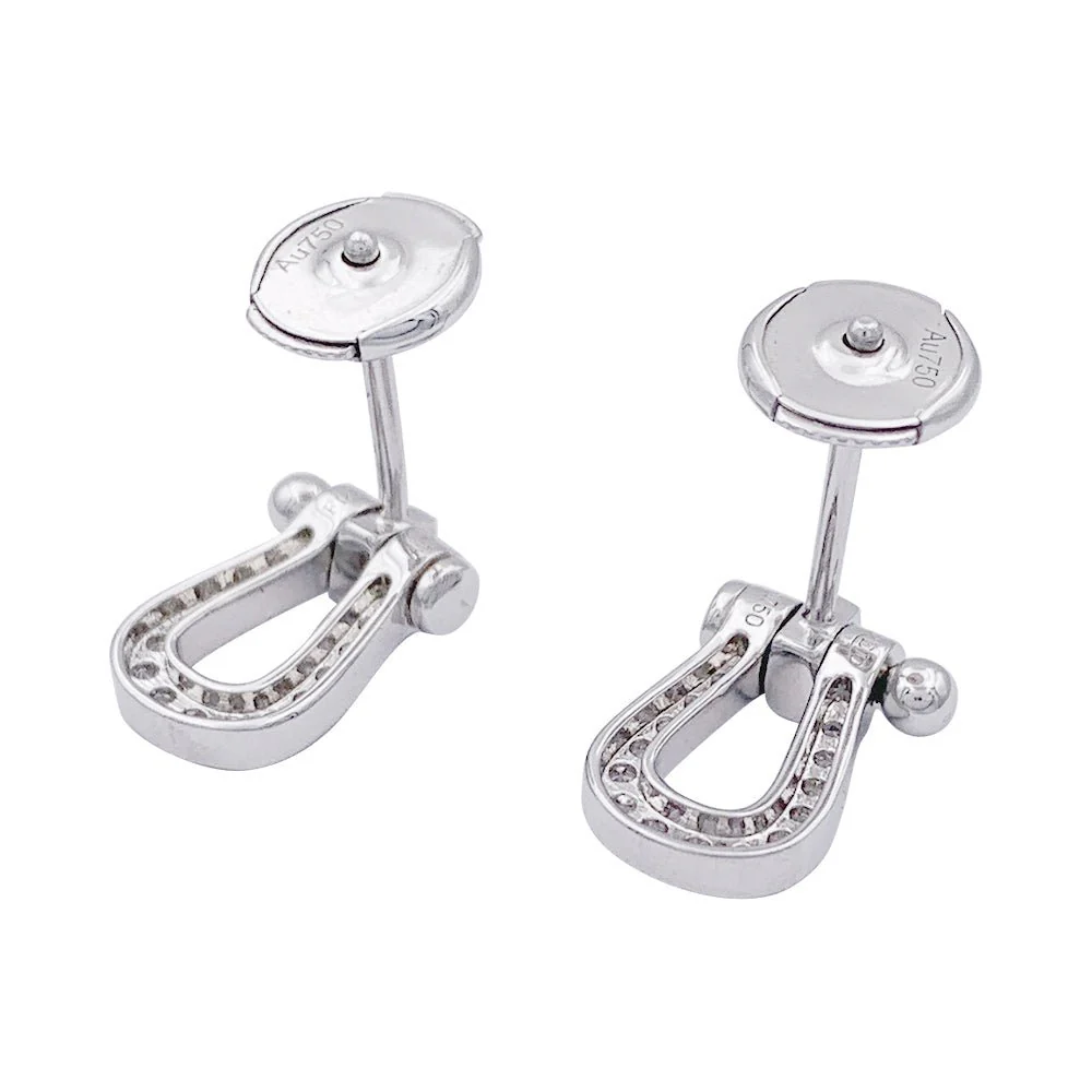 Boucles d'oreilles FRED, "Force 10", or blanc et diamants - Image 4