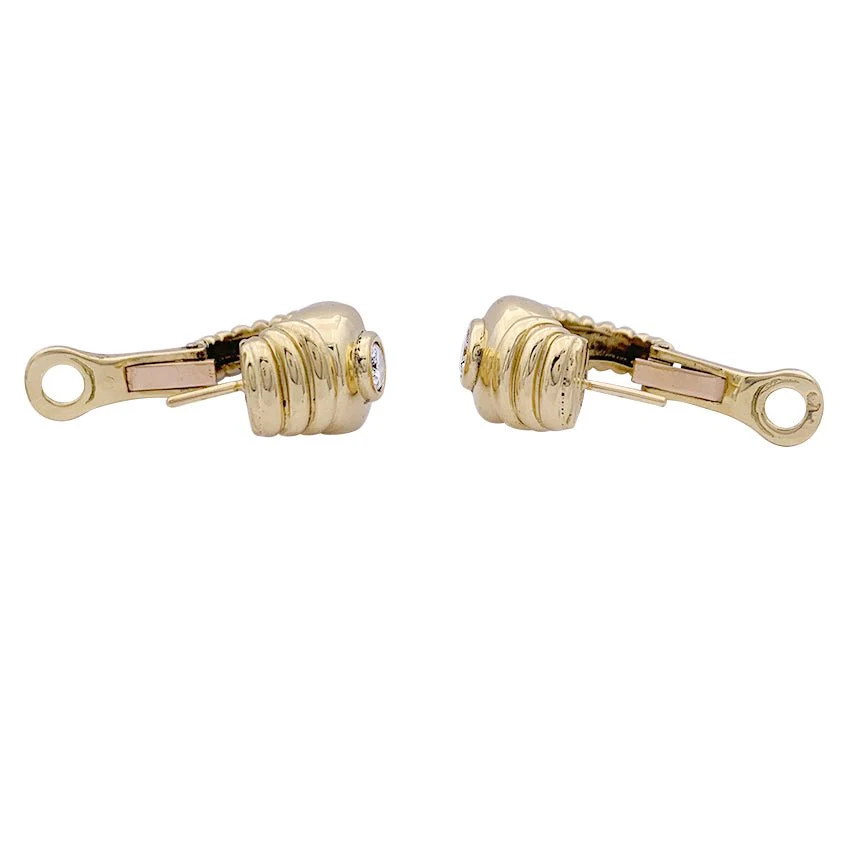 Boucles d'oreilles Fred, or jaune, diamants. - Image 6