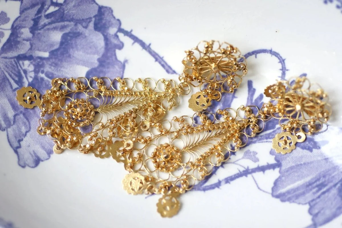 Boucles d'oreilles en or jaune filigrané - Image 11