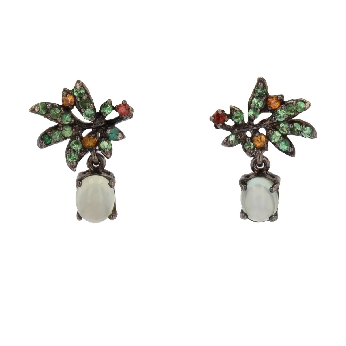 Boucles d'oreilles Clous en argent et grenats