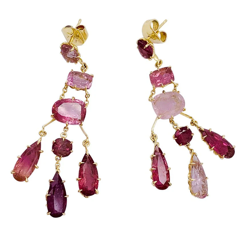 Boucles d'oreilles H.Stern,"Primavera", or jaune, tourmalines roses - Image 2