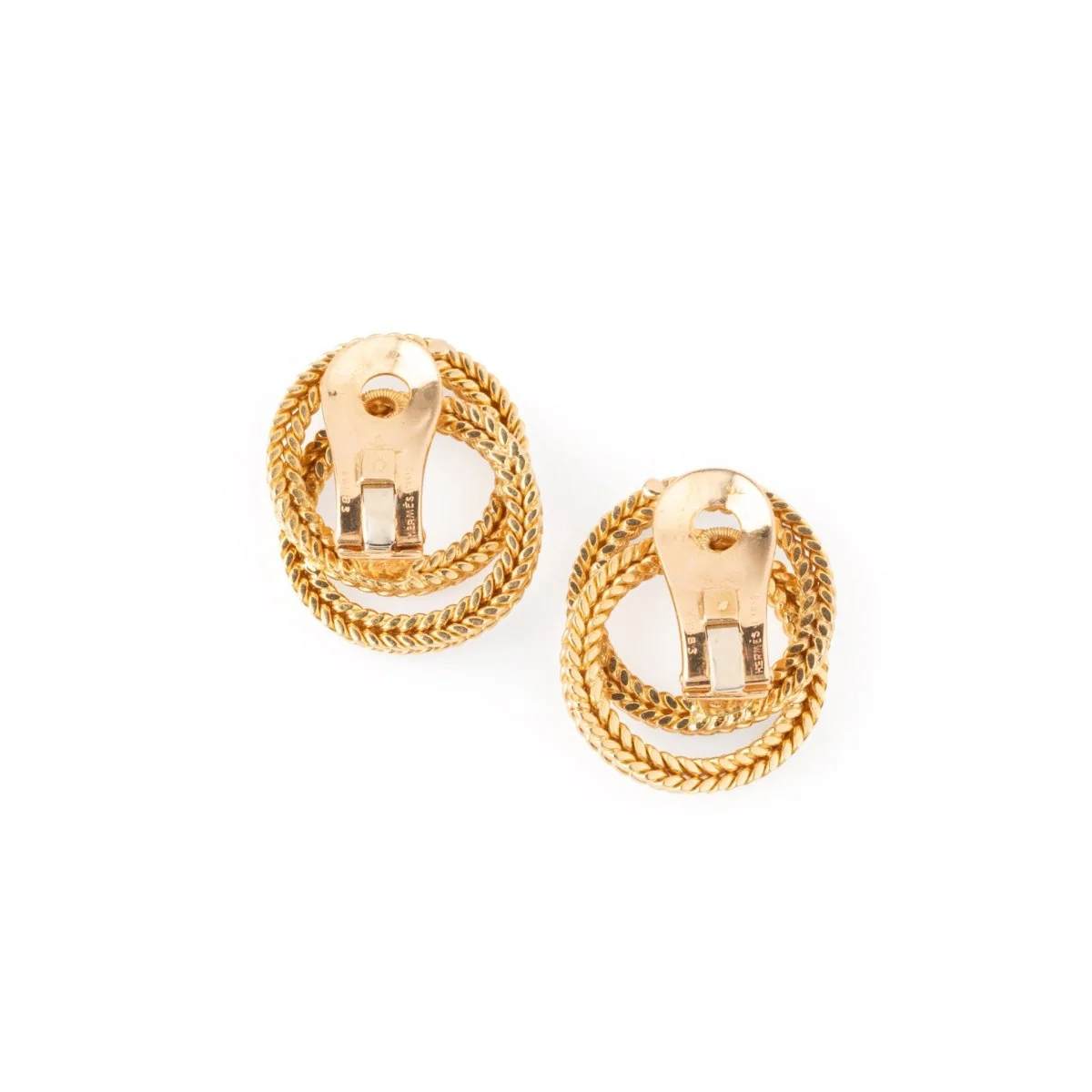Boucles d'oreilles HERMÈS par GEORGES LENFANT en or jaune - Image 3