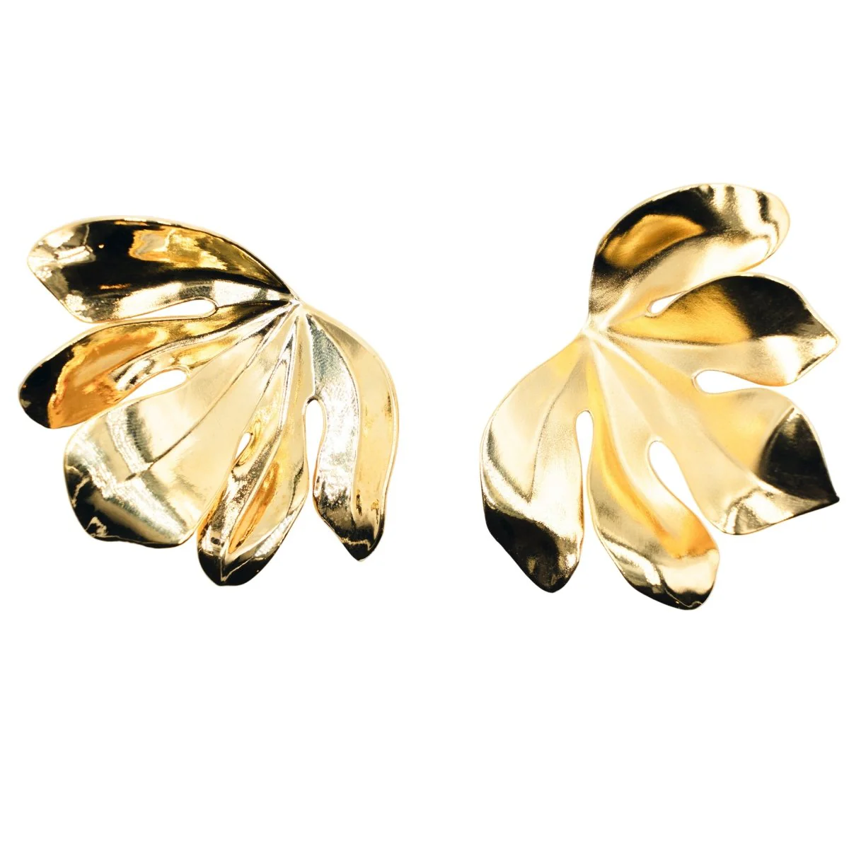 Boucles d'oreilles Clips JAR "Feuille de figuier" en aluminium et or jaune