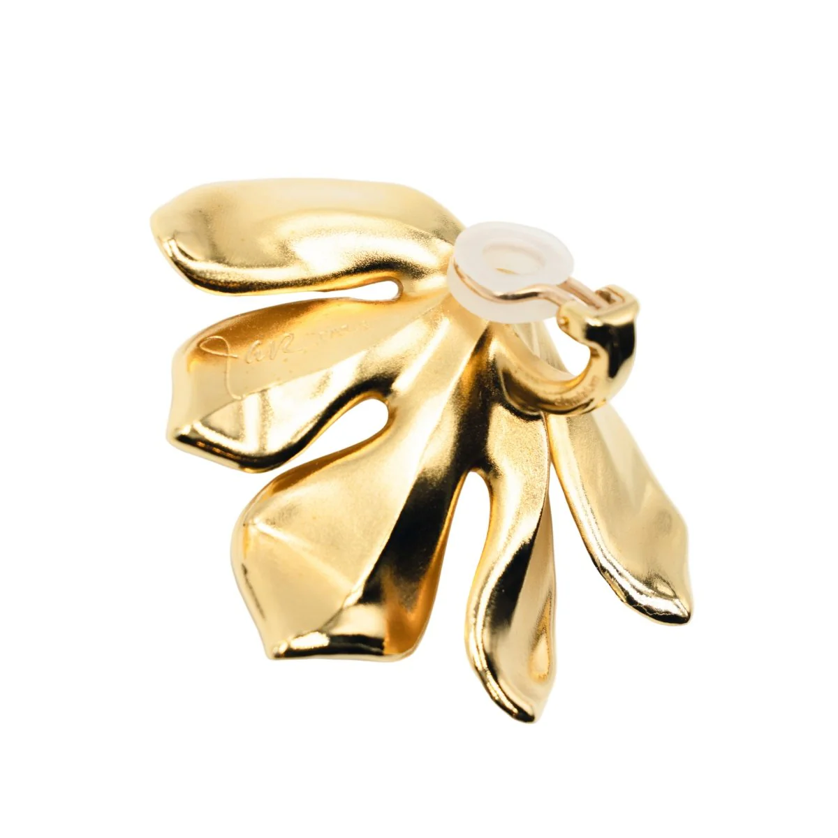 Boucles d'oreilles Clips JAR "Feuille de figuier" en aluminium et or jaune - Image 10