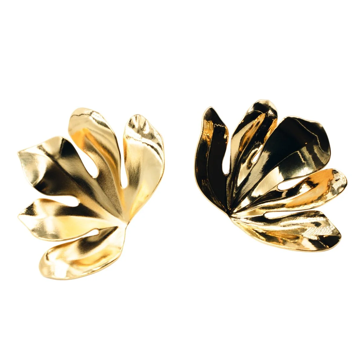 Boucles d'oreilles Clips JAR "Feuille de figuier" en aluminium et or jaune - Image 3