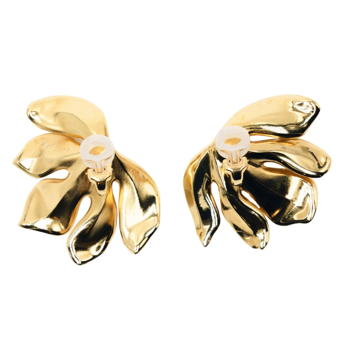 Boucles d'oreilles Clips JAR "Feuille de figuier" en aluminium et or jaune - Image 4