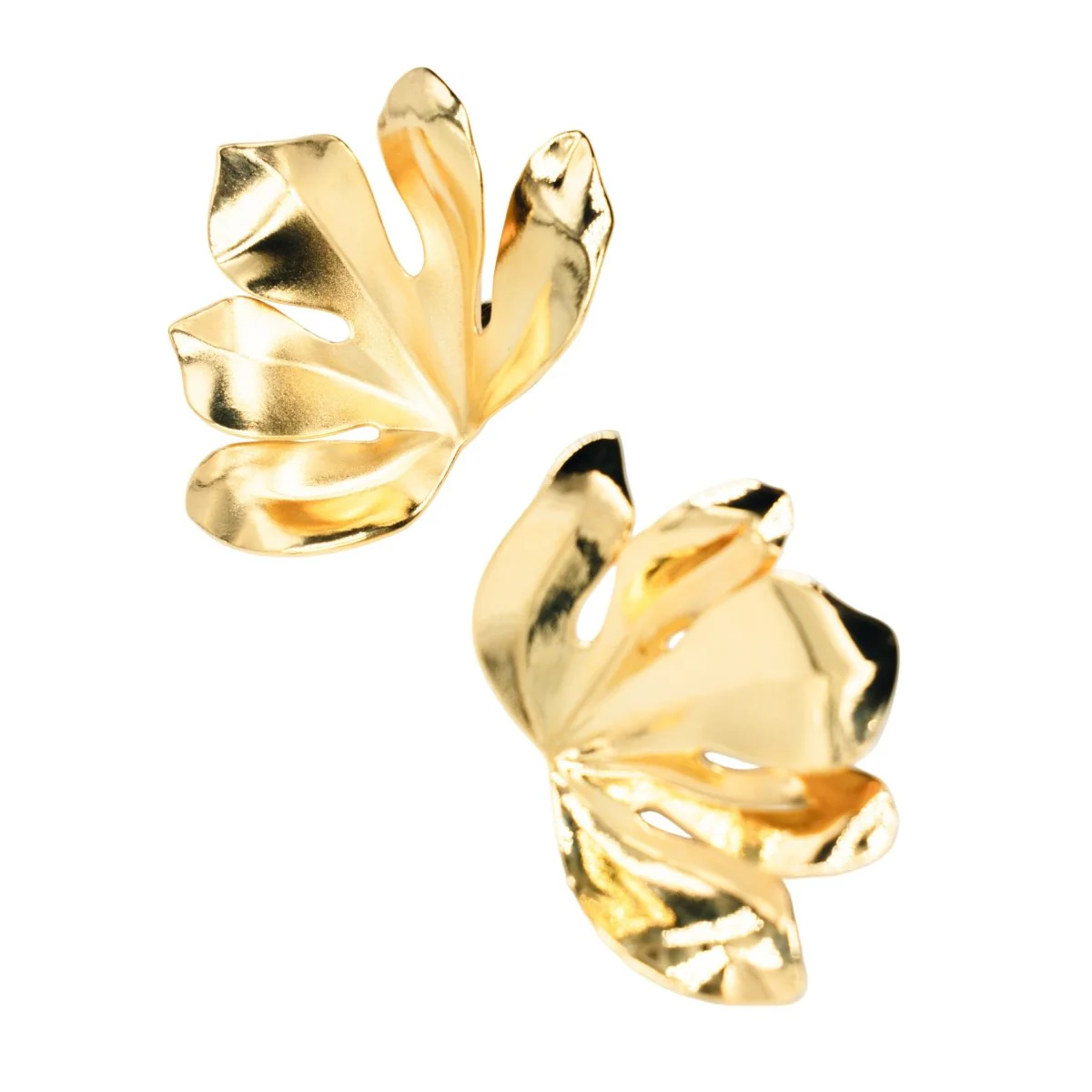 Boucles d'oreilles Clips JAR "Feuille de figuier" en aluminium et or jaune - Image 5