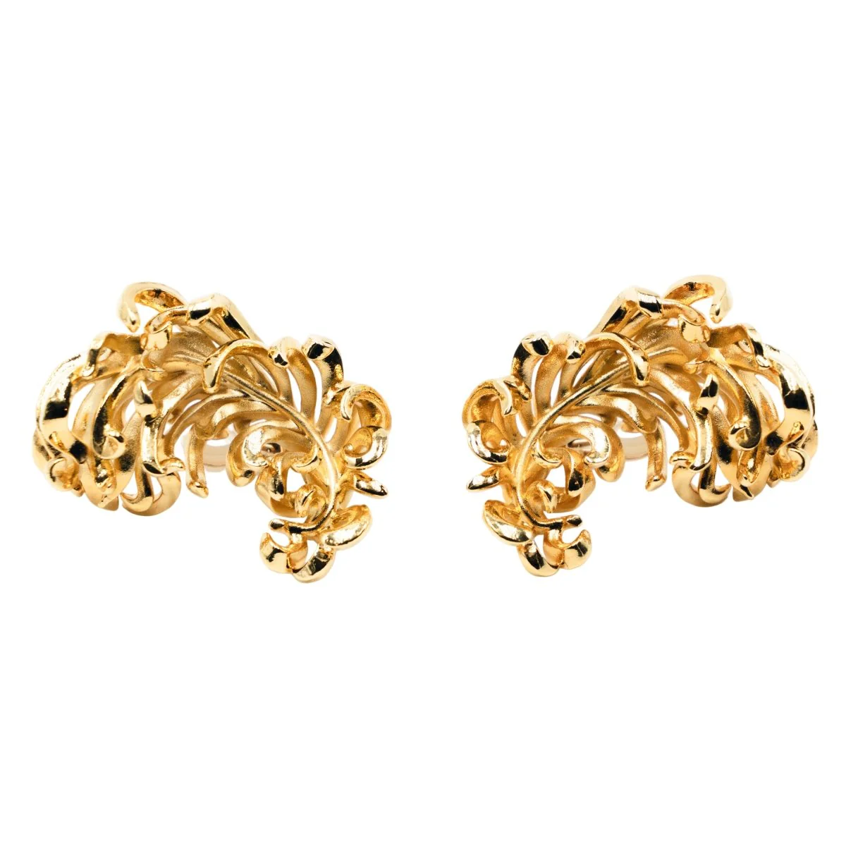 Boucles d'oreilles Clips JAR "Plumes" en aluminium et or jaune - Image 2