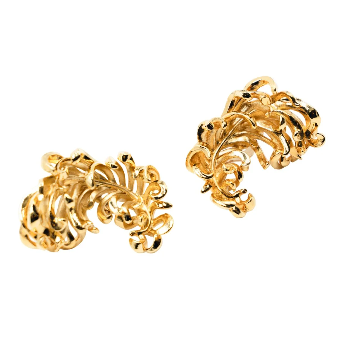 Boucles d'oreilles Clips JAR "Plumes" en aluminium et or jaune - Image 3