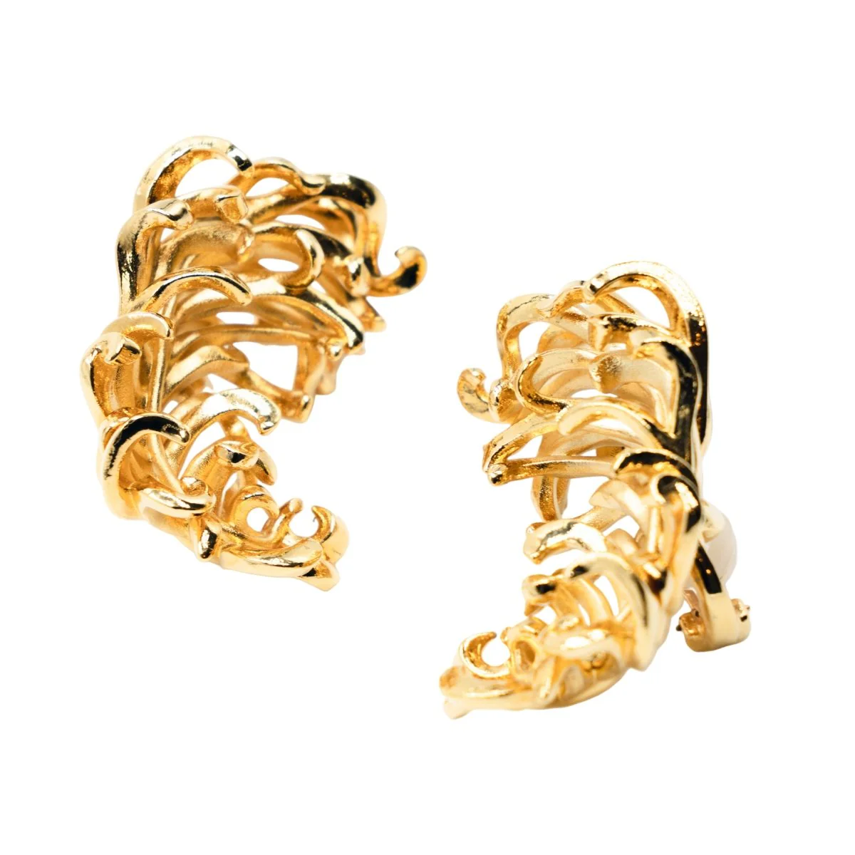 Boucles d'oreilles Clips JAR "Plumes" en aluminium et or jaune - Image 5