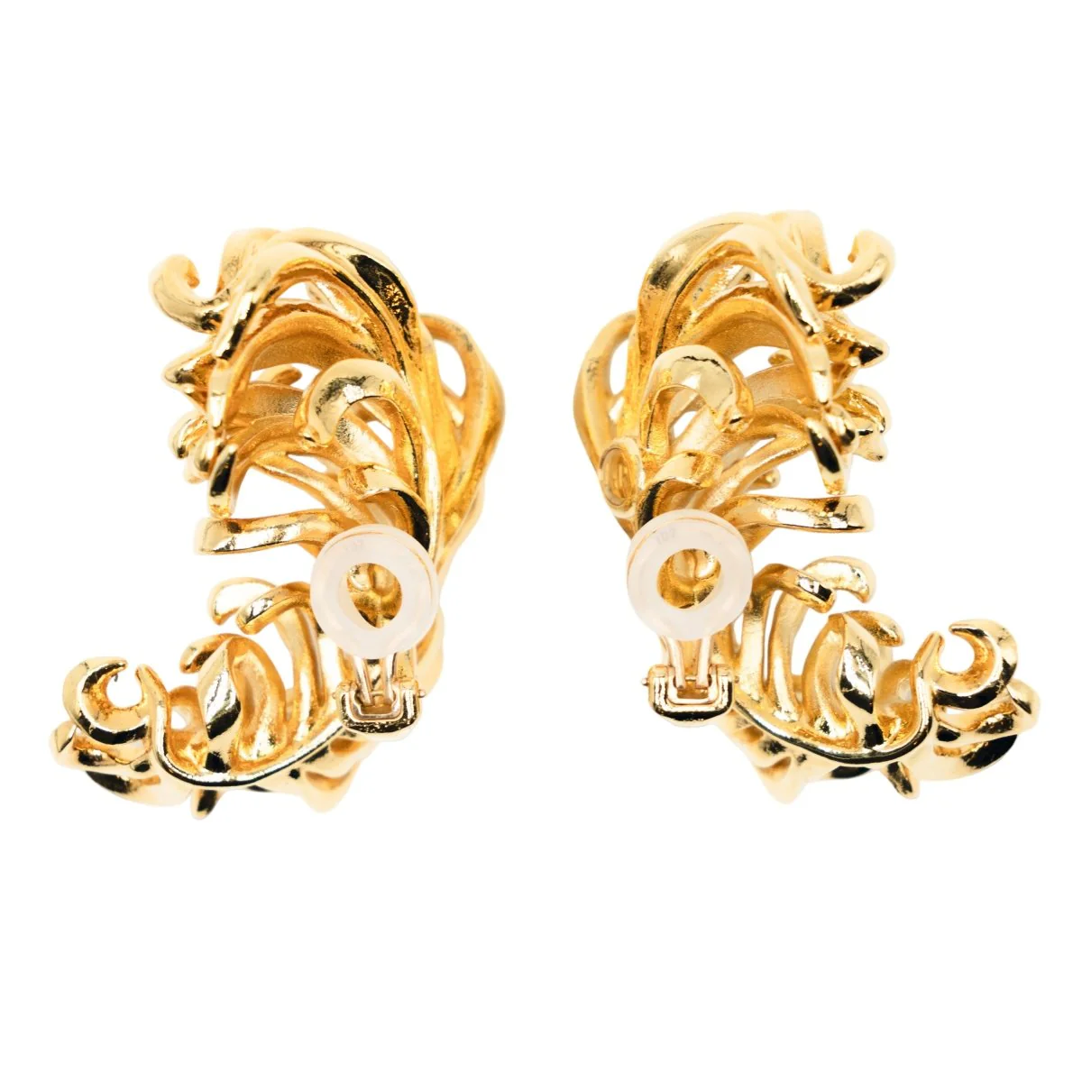 Boucles d'oreilles Clips JAR "Plumes" en aluminium et or jaune - Image 7
