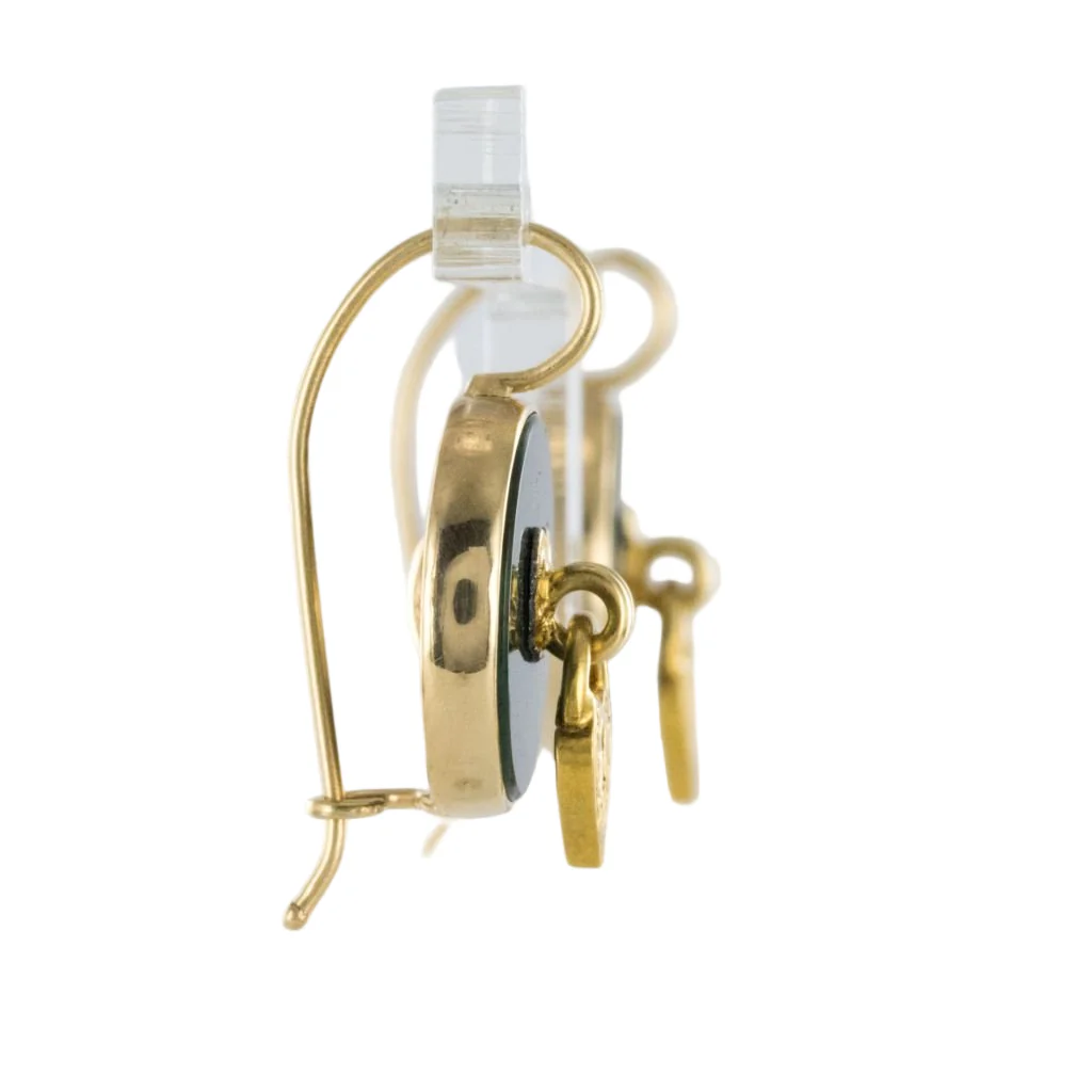 Boucles d'oreilles Dormeuses en or jaune et jaspes - Image 4