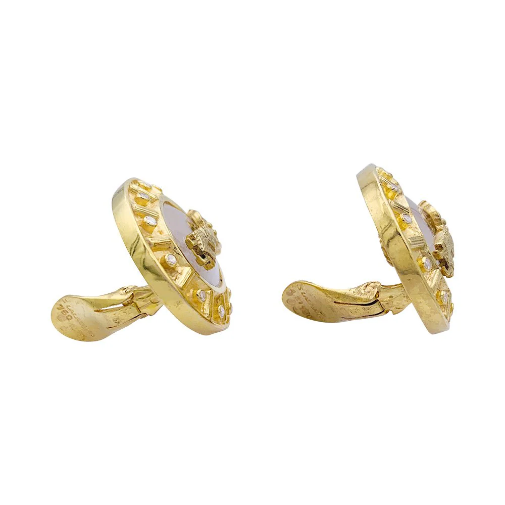 Boucles d'oreilles Clip LALAOUNIS en or jaune, diamants, et cristal de roche - Image 4