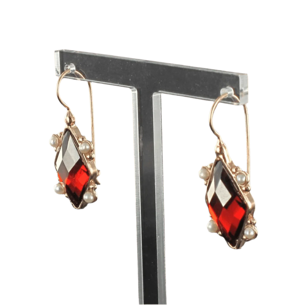 Boucles d'oreilles Dormeuses en or rose, argent et perles - Image 2