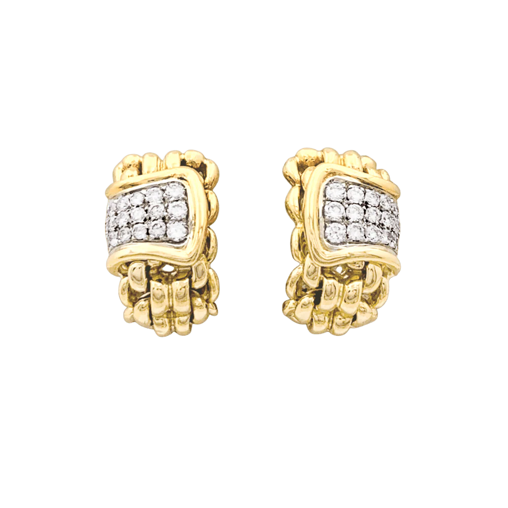 Boucles d'oreilles Clips en or blanc, or jaune et diamants