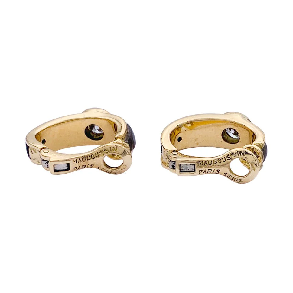Boucles d'oreilles MAUBOUSSIN "Nadia" en or jaune, diamants et nacre - Image 2