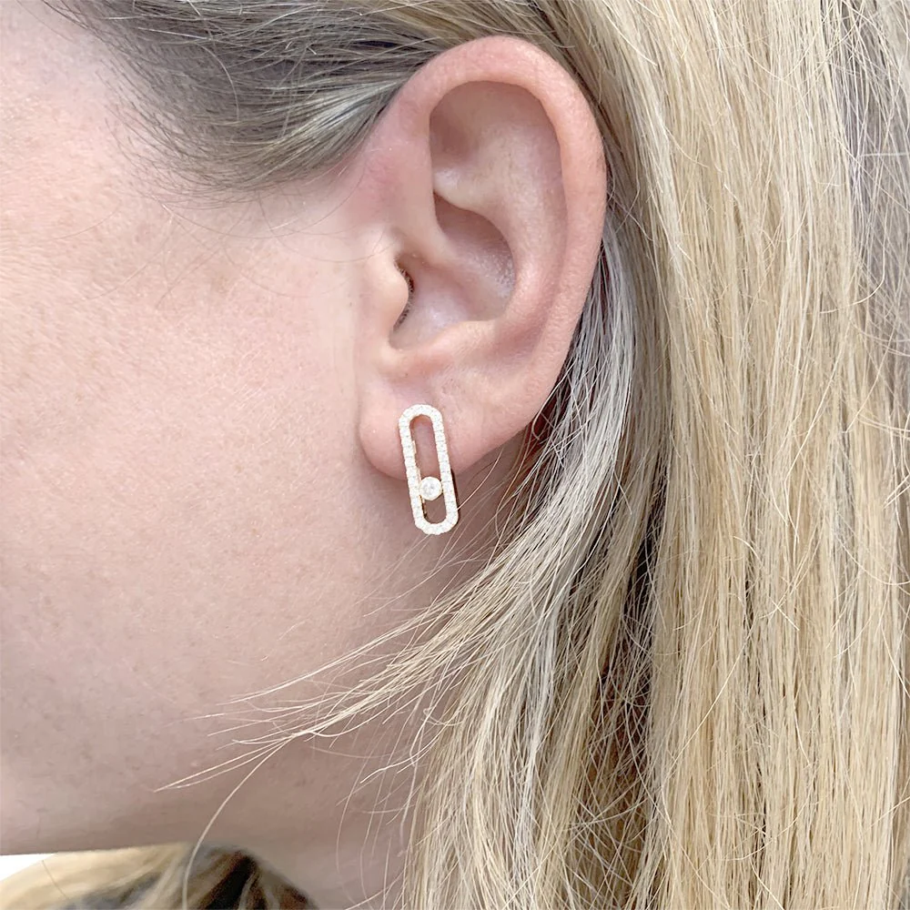Boucles d'oreilles MESSIKA "Move Uno Pavées" en or rose et diamants - Image 2