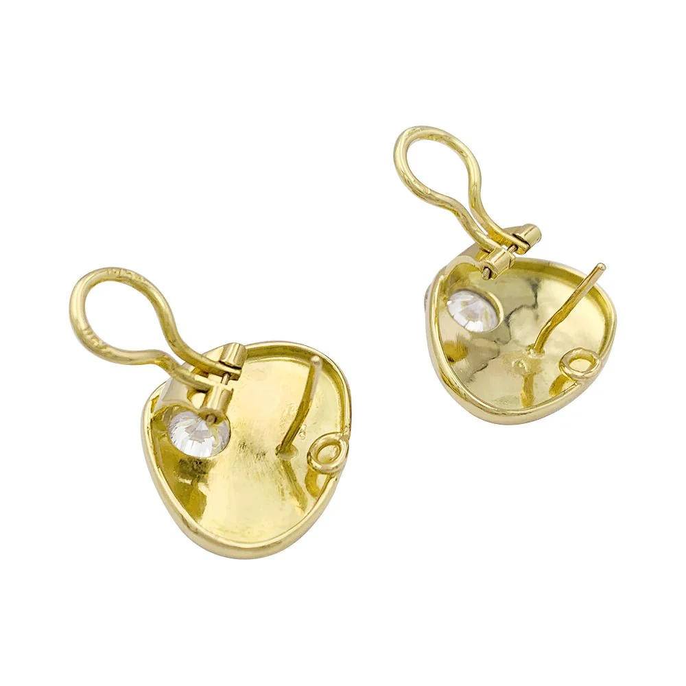 Boucles d'oreilles modernistes or jaune, diamants. - Image 3