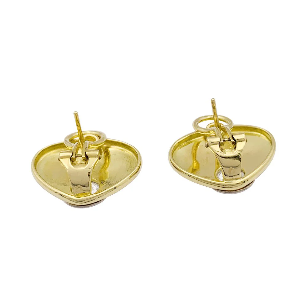 Boucles d'oreilles modernistes or jaune, diamants. - Image 4
