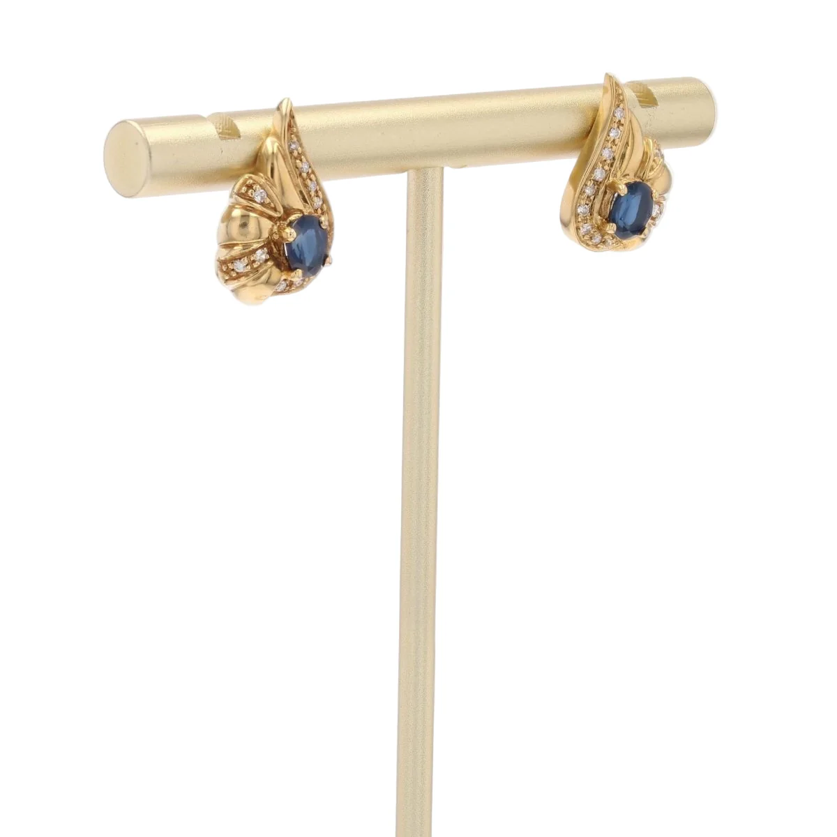 Boucles d'oreilles Noeud en or jaune, saphirs et diamants - Image 3