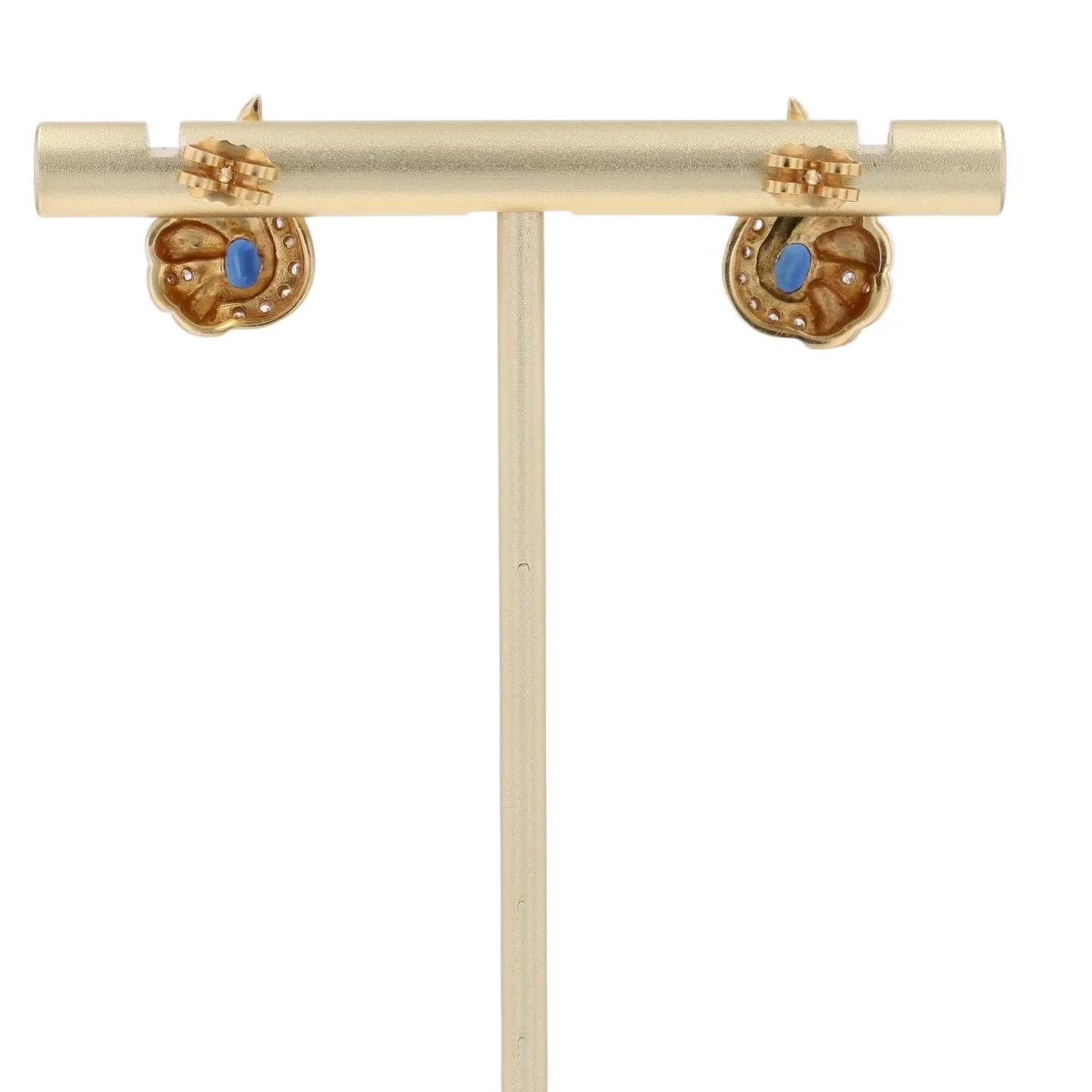 Boucles d'oreilles Noeud en or jaune, saphirs et diamants - Image 4