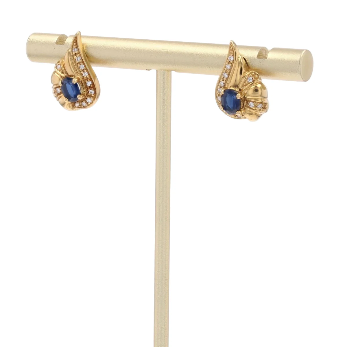 Boucles d'oreilles Noeud en or jaune, saphirs et diamants - Image 5