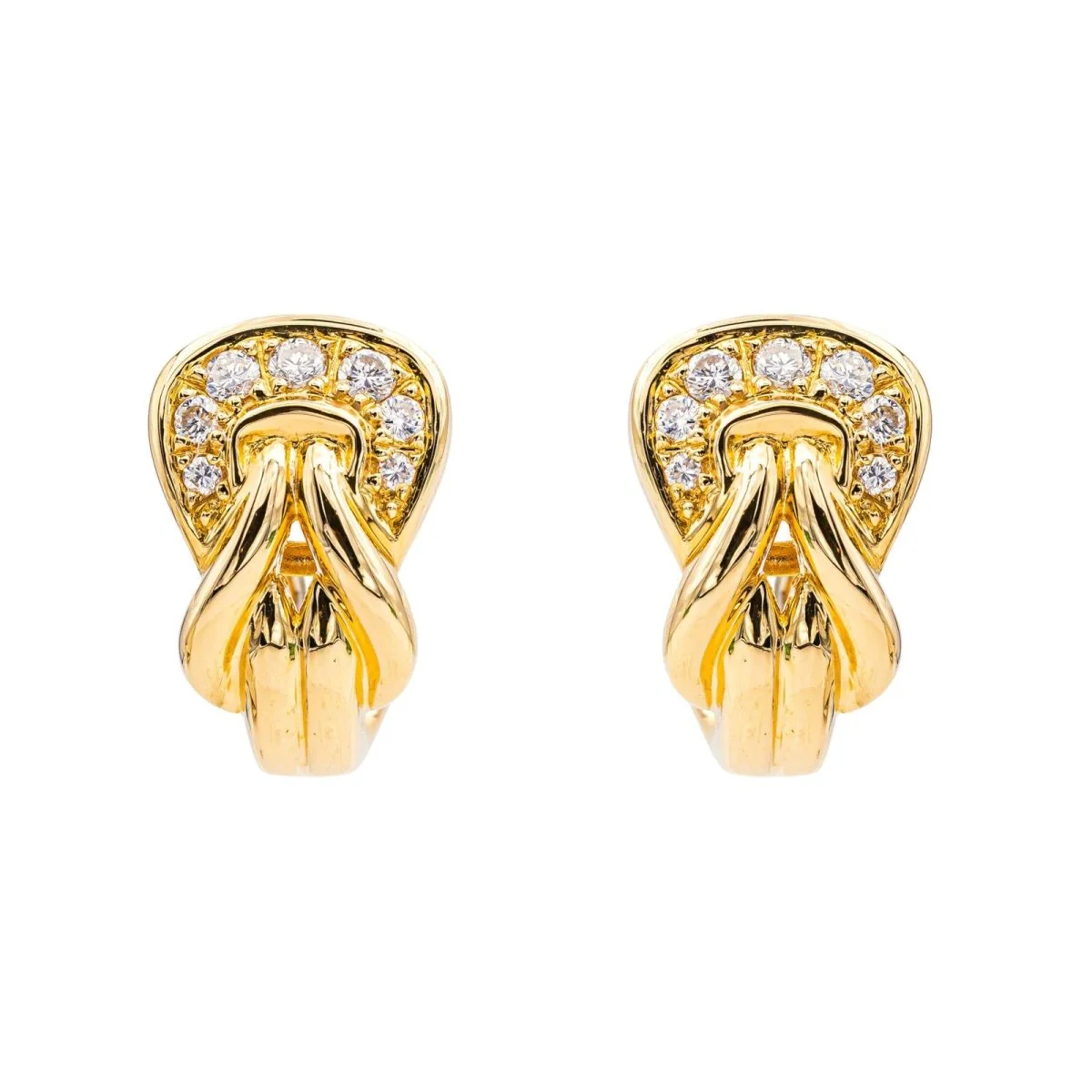 Boucles d'oreilles Noeud en or jaune et diamants