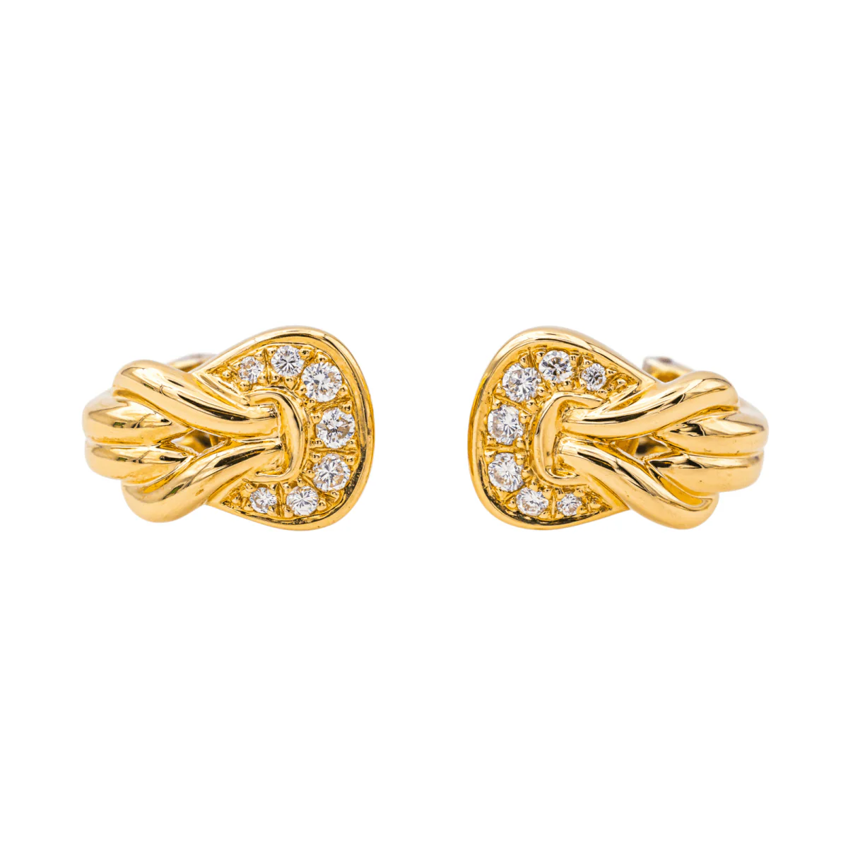 Boucles d'oreilles Noeud en or jaune et diamants - Image 3