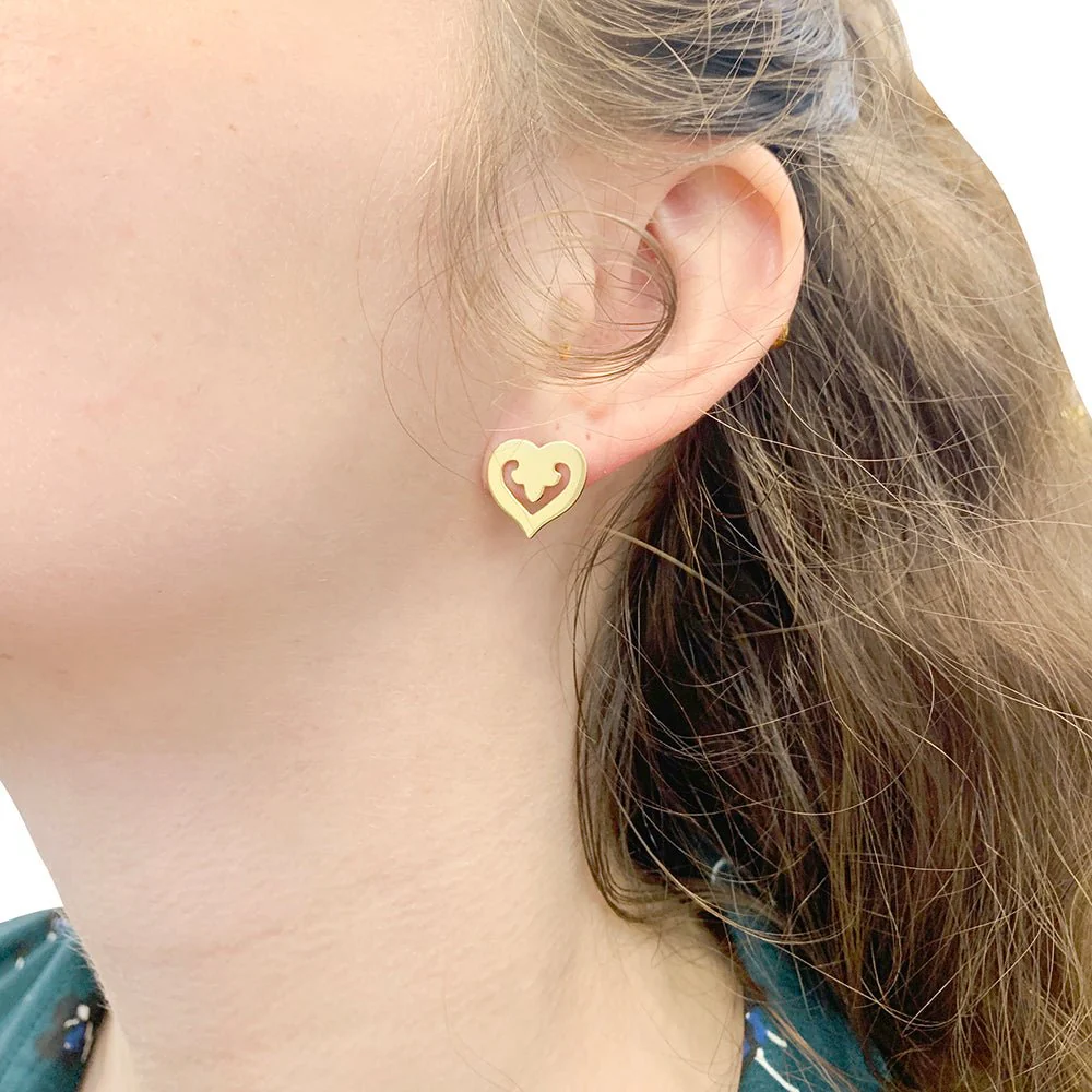 Boucles d'oreilles O.J. PERRIN "Coeur Légende" en or jaune. - Image 4