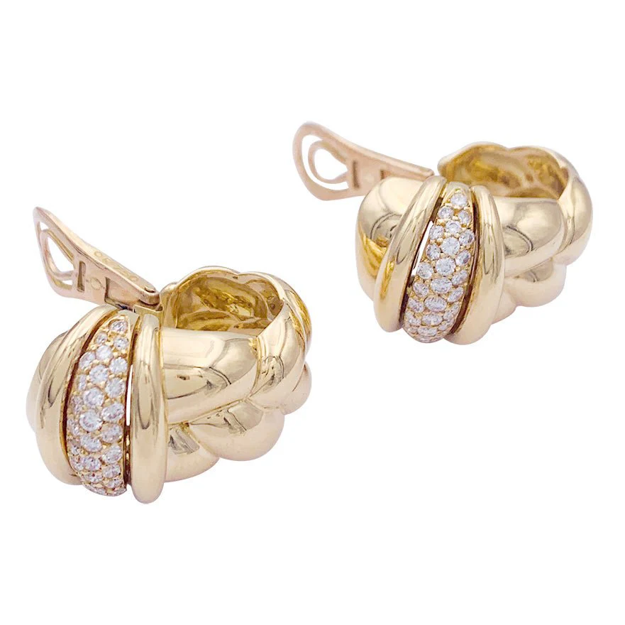 Boucles d'oreilles O.J.Perrin, "Vénitien", or jaune, diamants. - Image 4