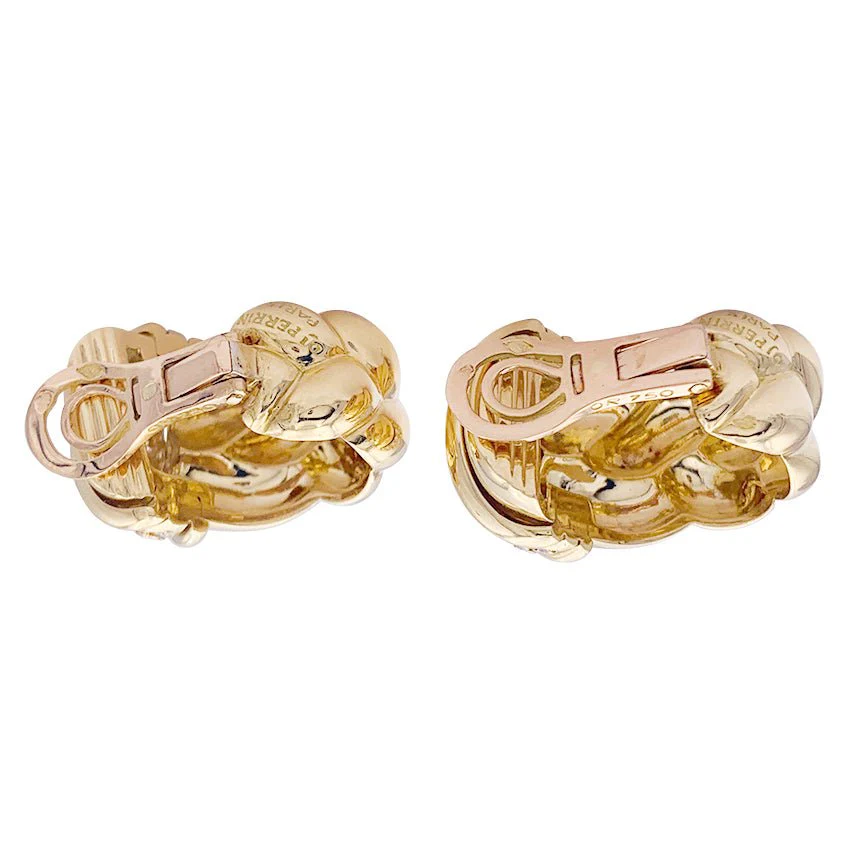 Boucles d'oreilles O.J.Perrin, "Vénitien", or jaune, diamants. - Image 5