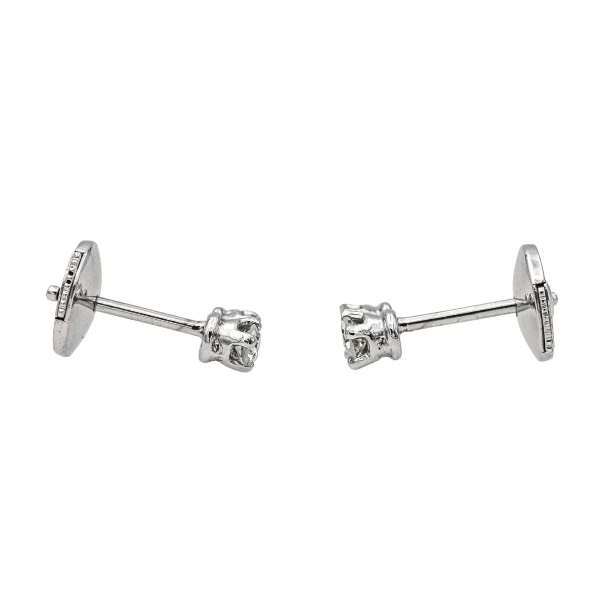 Boucles d'oreilles Puces en or blanc et diamants - Image 6
