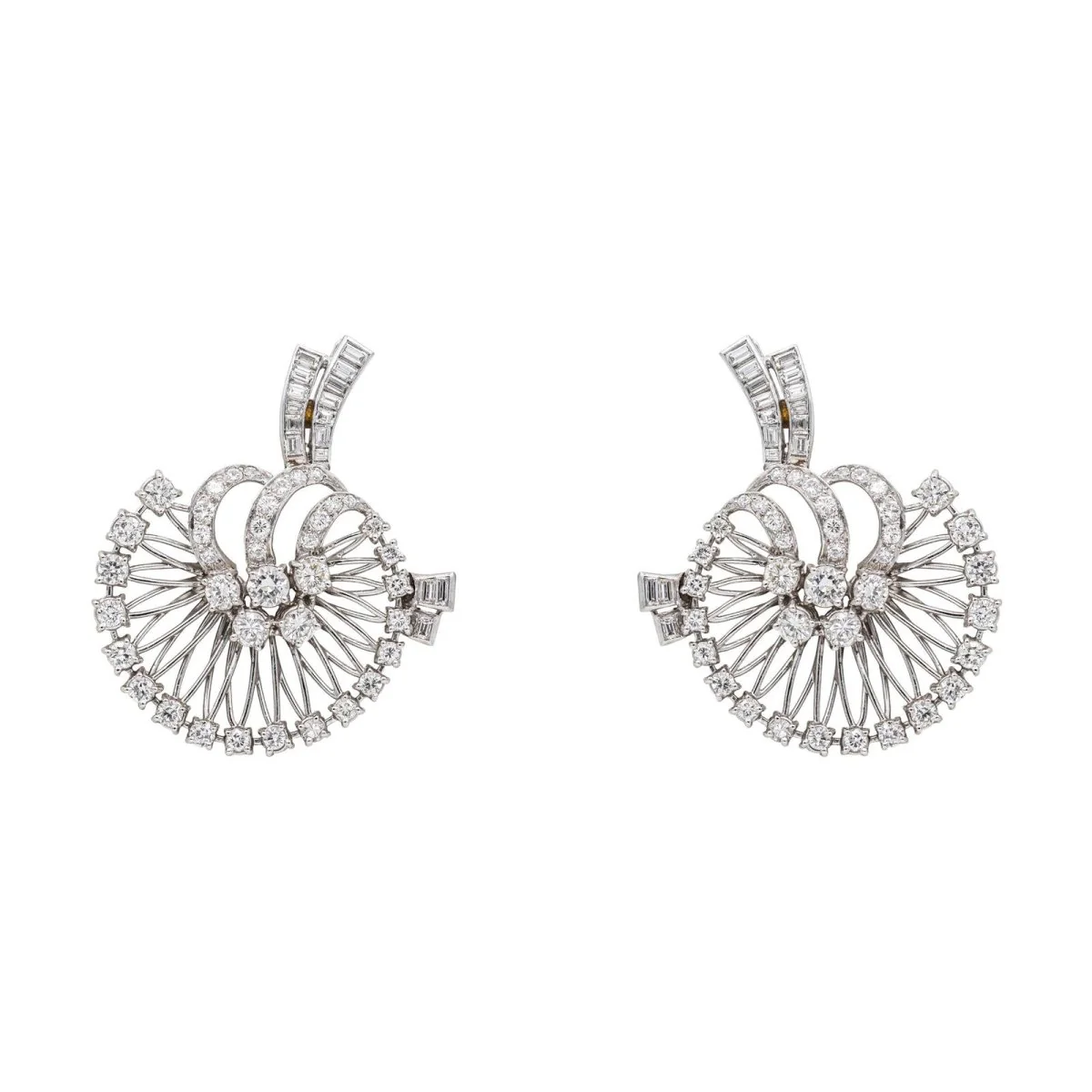 Boucles d'oreilles Clous en or blanc, platine et diamants