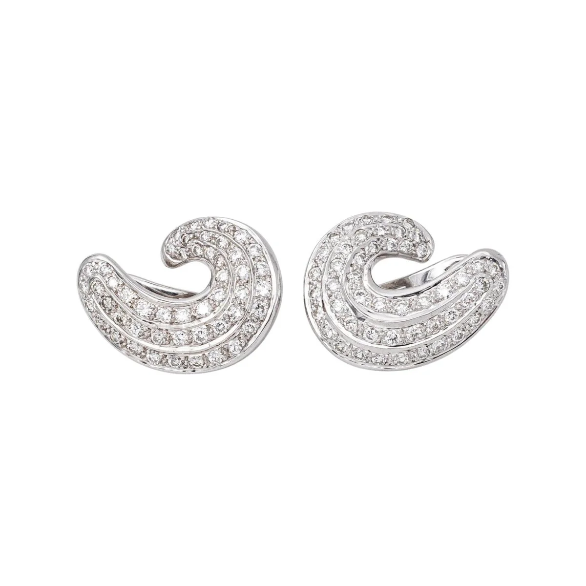 Boucles d'oreilles Clips en or blanc et diamants - Image 3