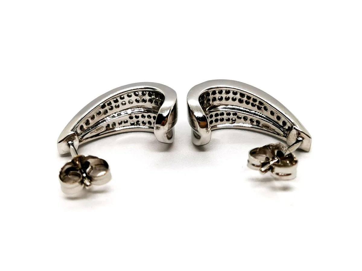 Boucles d'oreilles Pavée diamants en or blanc - Image 3