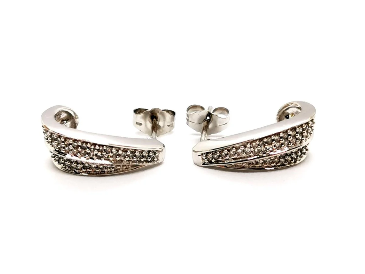 Boucles d'oreilles Pavée diamants en or blanc - Image 4
