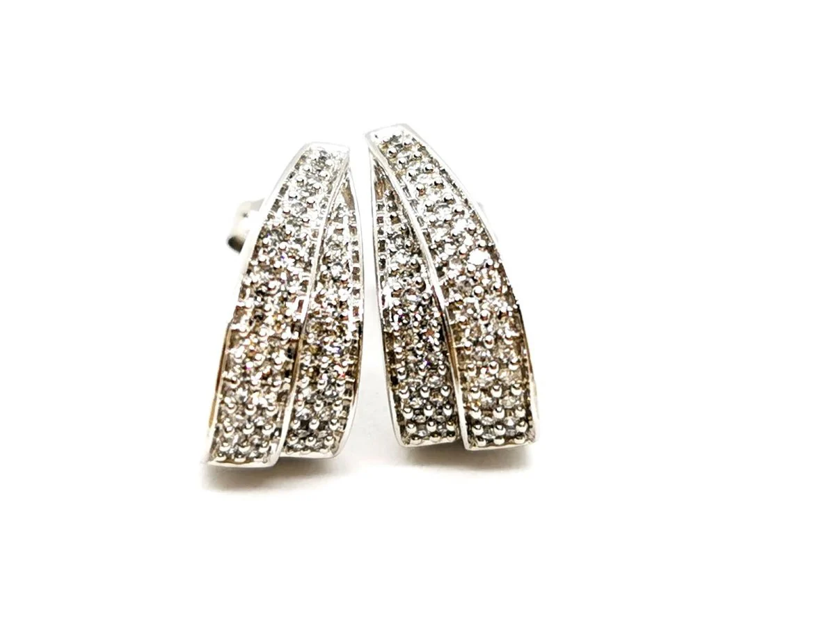 Boucles d'oreilles Pavée diamants en or blanc - Image 5