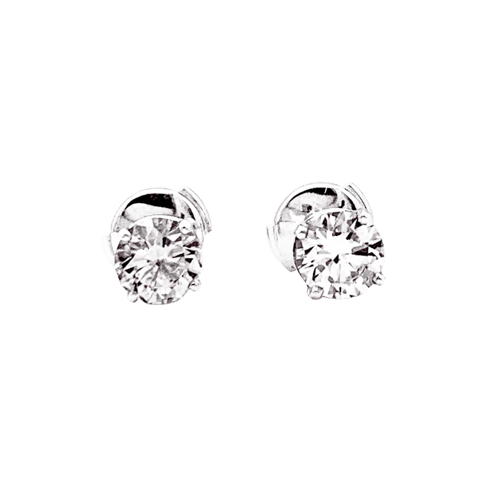 Boucles d'oreilles Puces en or blanc et diamants - Image 3