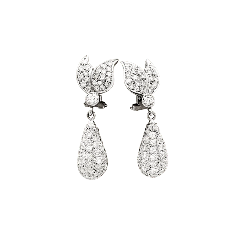 Boucles d'oreilles Pendantes en or blanc et diamants